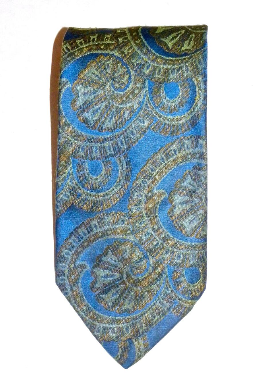 60s 70s Blue & Bronze Abstract MOD Super WIDE Necktie | Tie
